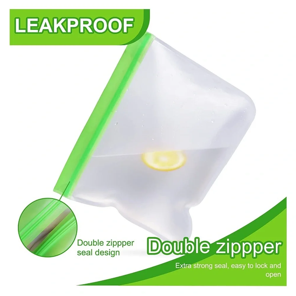 New! 12 Pack Reusable Food Storage Bags BPA Free Double Zipper Leakproof Freezer